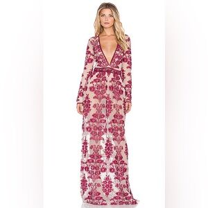 RARE COLOR For Love And Lemons Pink Floral Long Sleeve Temecula Dress